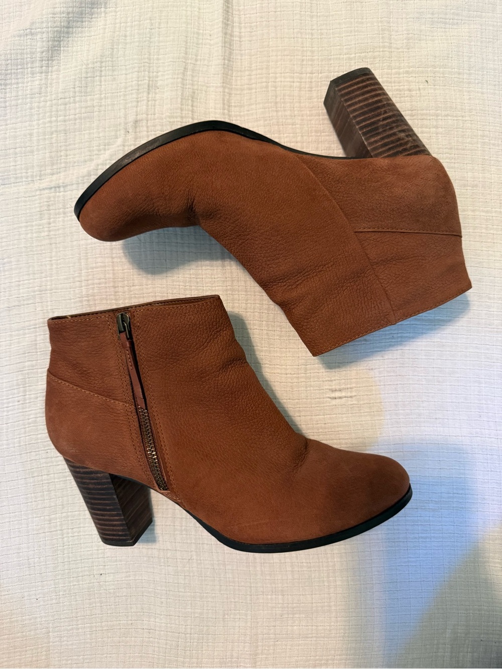 Cole Haan Grand OS Cognac Brown Leather Block Heel Booties – Size 9B